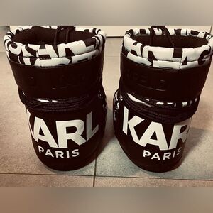 Karl Lagerfeld Y2K Leather Snow Boots - Zebra - Sz 6 - Winter Ankle Boots Laceup